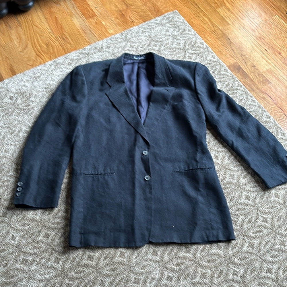 Vintage Dark Gray linen sport coat with shoulder pads